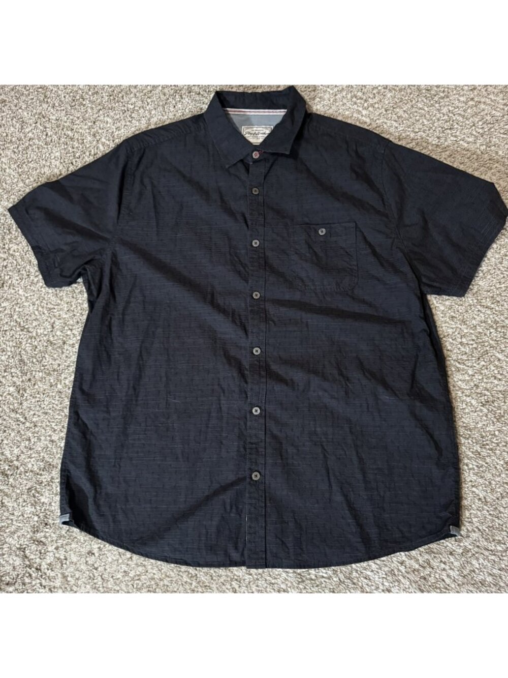 Flag & Anthem Men's L Black Short Sleeve Casual Button Down Shirt Textured